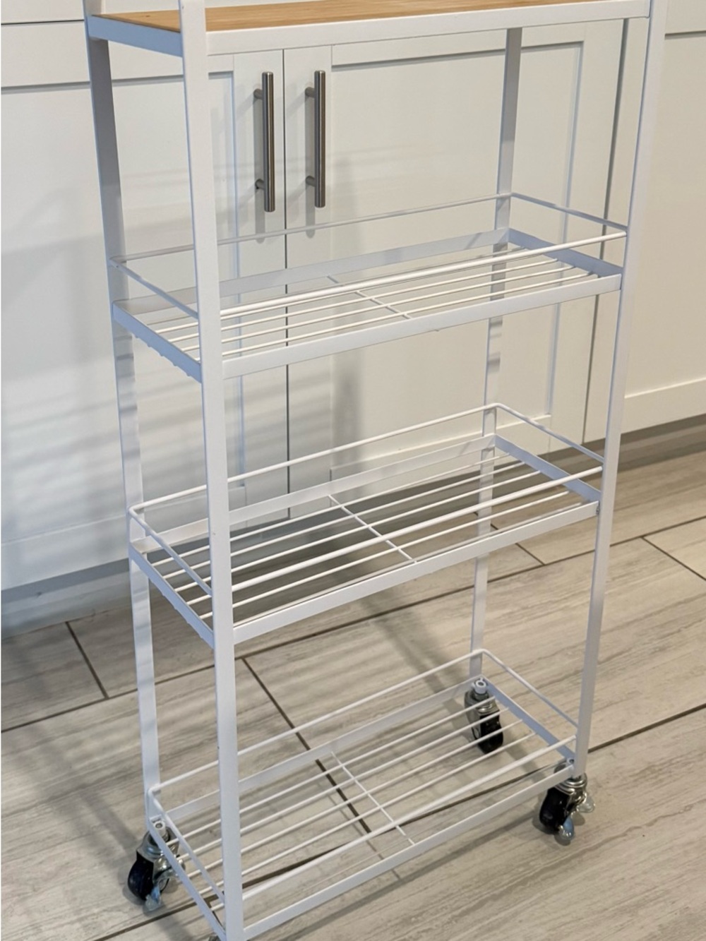 White Metal 3-Tier Rolling Storage Rack
